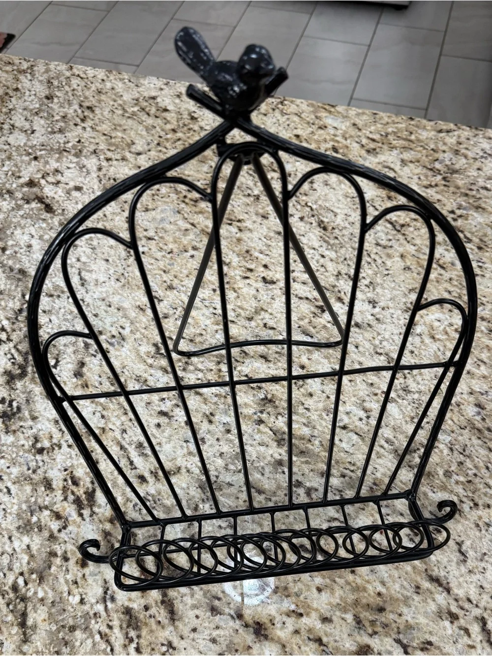 Black Wrought Iron Metal Bird Cookbook Holder Cookbook Stand